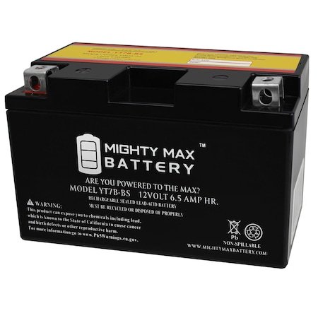 MIGHTY MAX BATTERY YT7B-BS 12V 6.5AH Battery Replaces Kawasaki Suzuki Motorcycle ATV MAX3931826